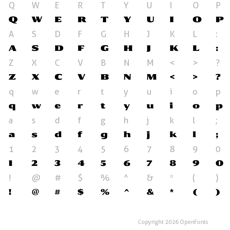 Character Map of Collier Extra Black