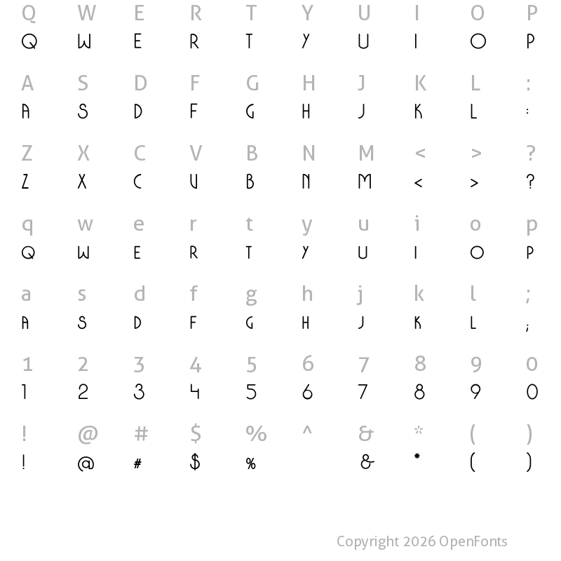 Character Map of Colonia Deco Uppercase Bold