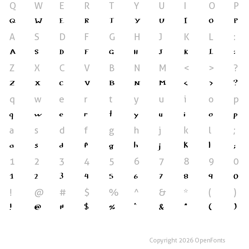Character Map of Colophon DBZ Regular