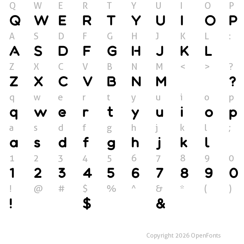 Character Map of ColorTube Regular