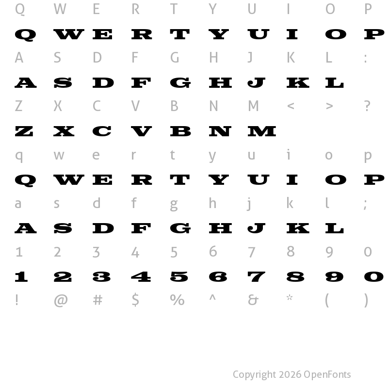 Character Map of Colt Test Black