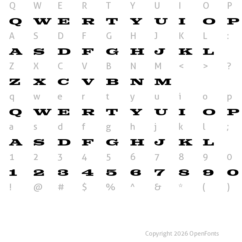 Character Map of Colt Test Bold