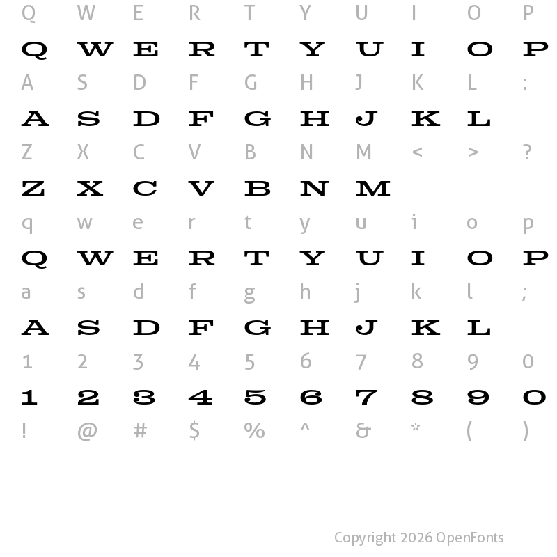 Character Map of Colt Test Regular