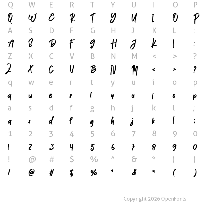 Character Map of Comeback Signature Regular