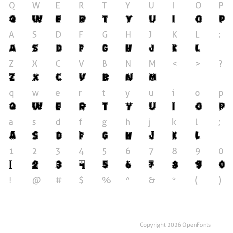 Character Map of Comedo Regular
