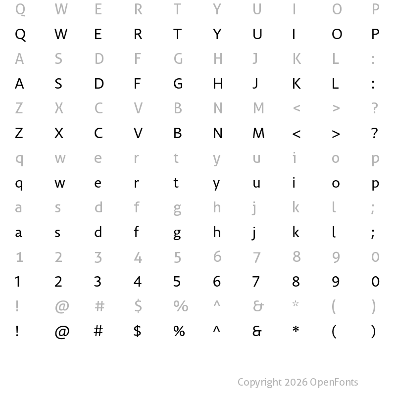 Character Map of Comenia Sans Regular