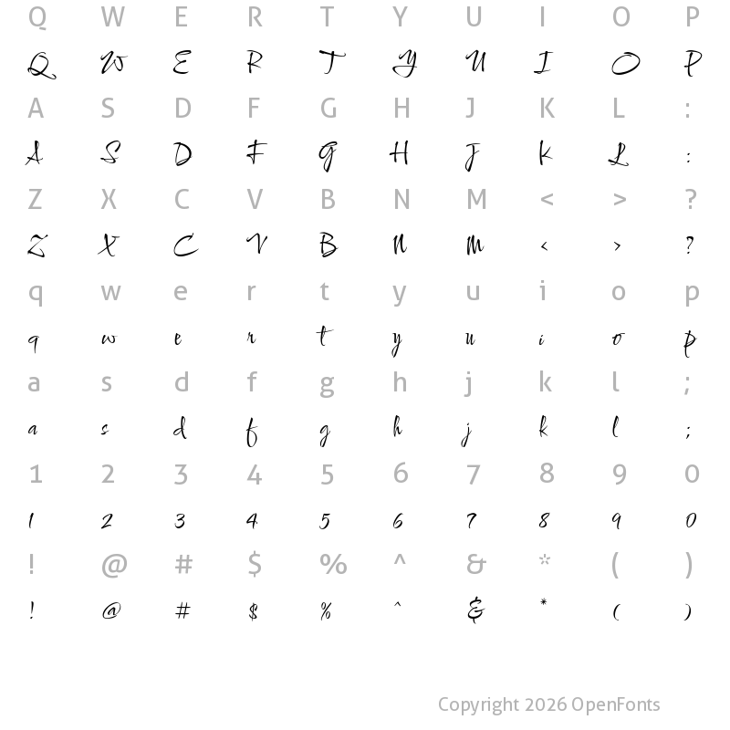 Character Map of Comforter Regular