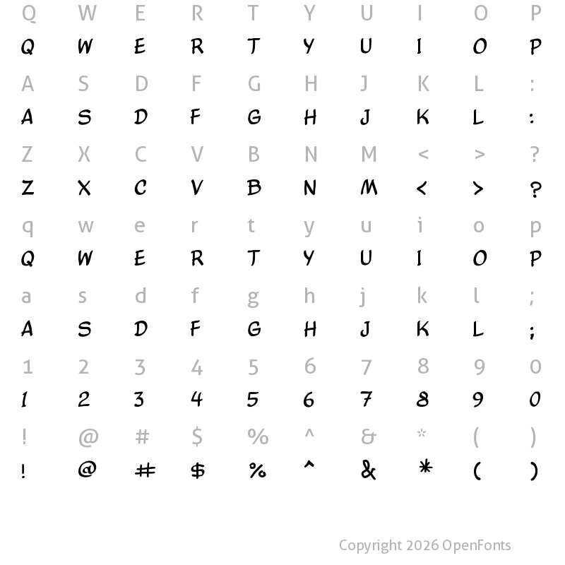 Character Map of Comic Balloon New Regular