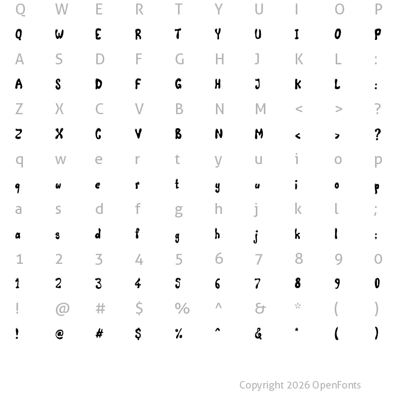 Character Map of Comic Land Highlight Regular