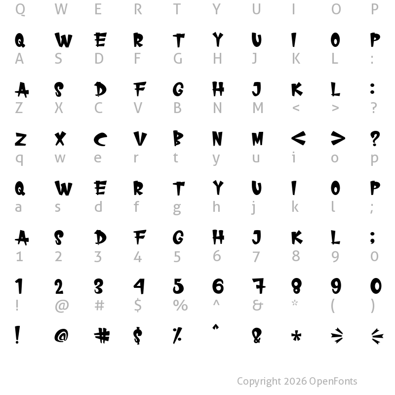 Character Map of COMIC LOVERS Regular