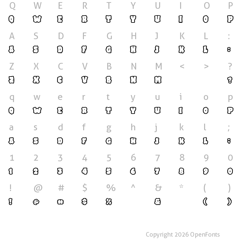 Character Map of Comic Stone Outline