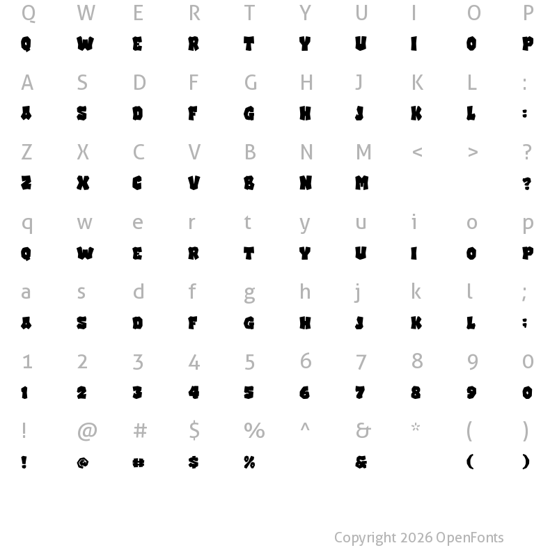 Character Map of Comic Stone Regular