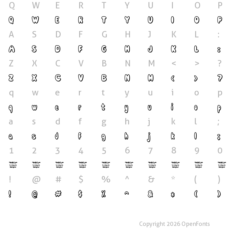 Character Map of Comic White Rabbit Regular