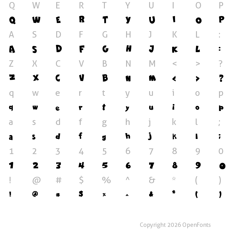 Character Map of Comica BD Bold