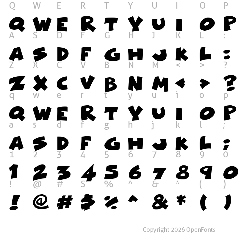 Character Map of Comical Cartoon Regular