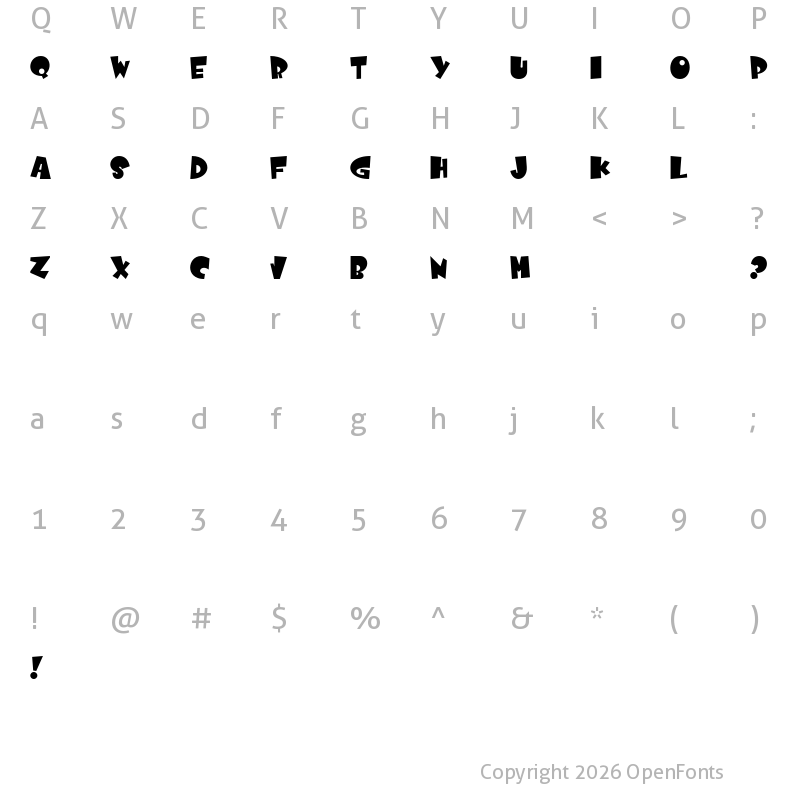 Character Map of Comicartoon Regular