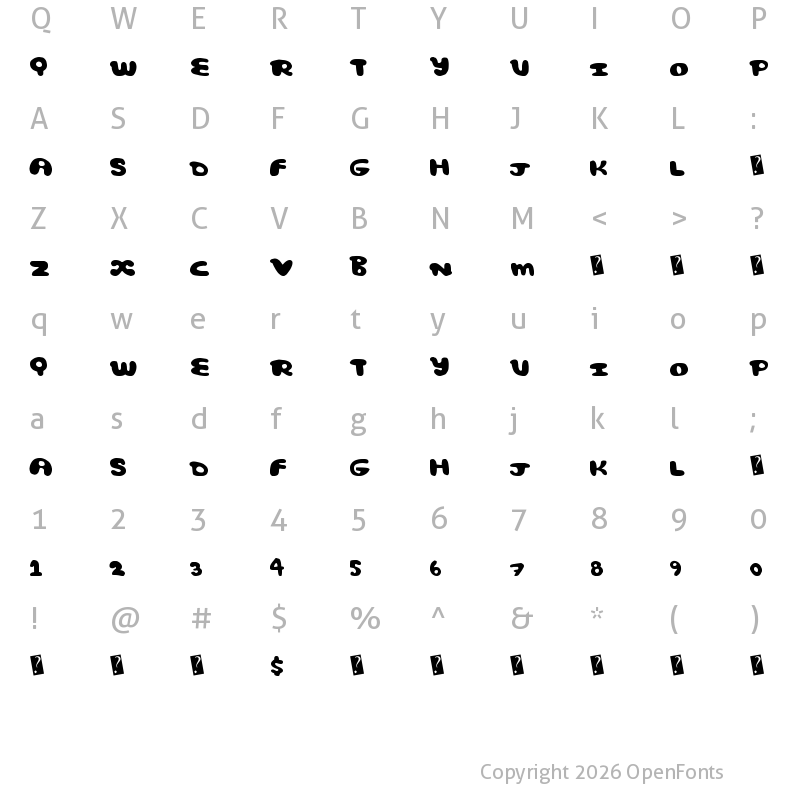 Character Map of ComicBubble Regular