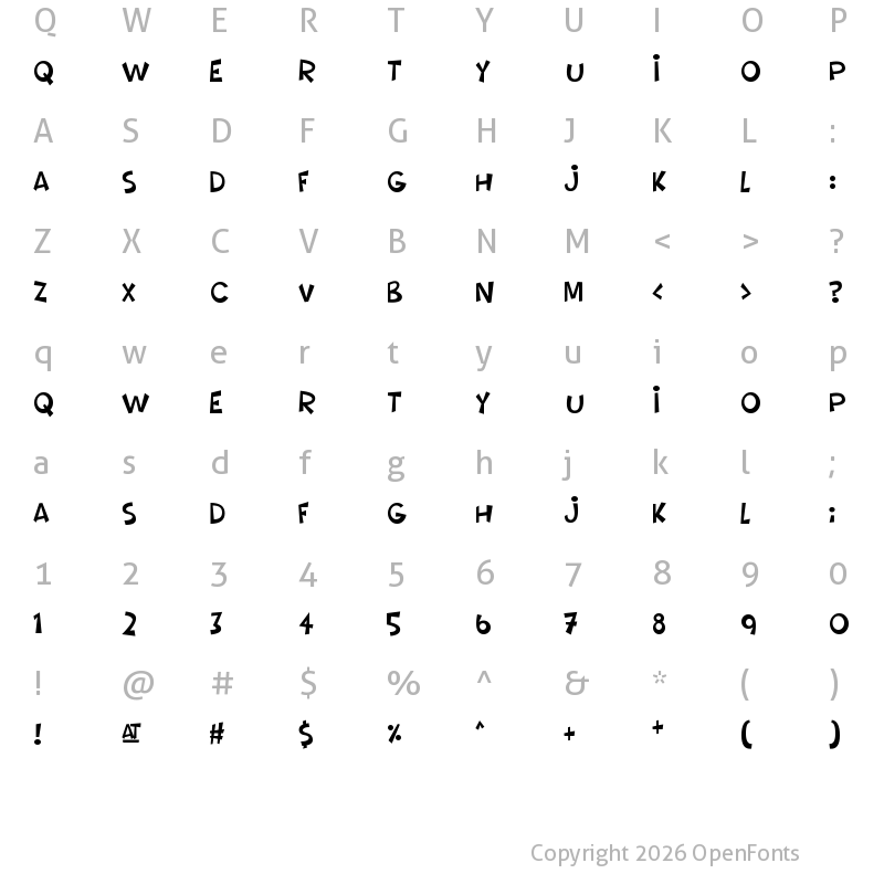 Character Map of Comictastic Regular