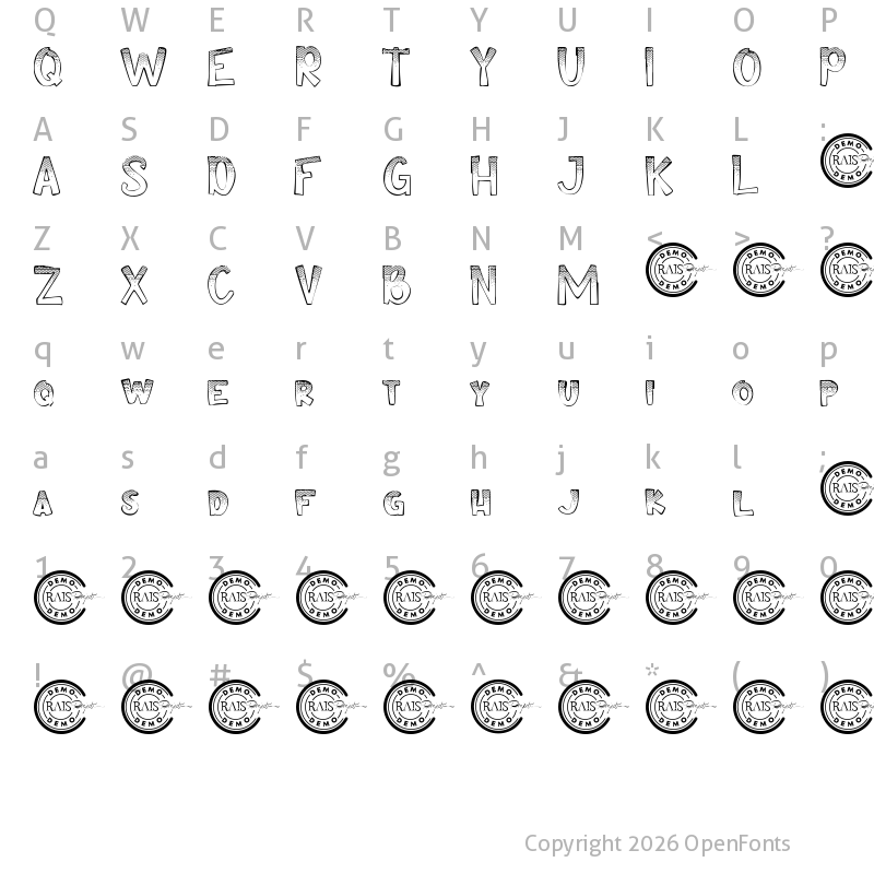 Character Map of Comik Demo Texture