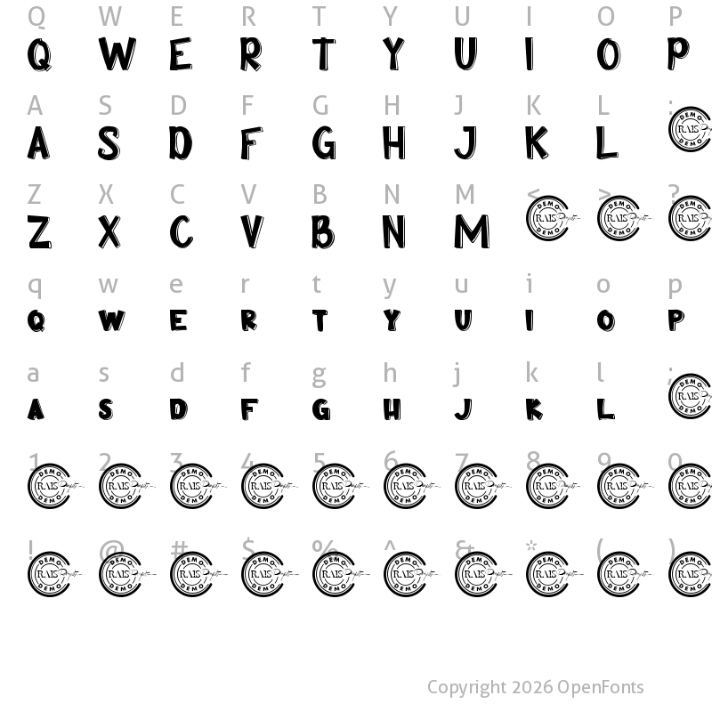 Character Map of Comik Outline