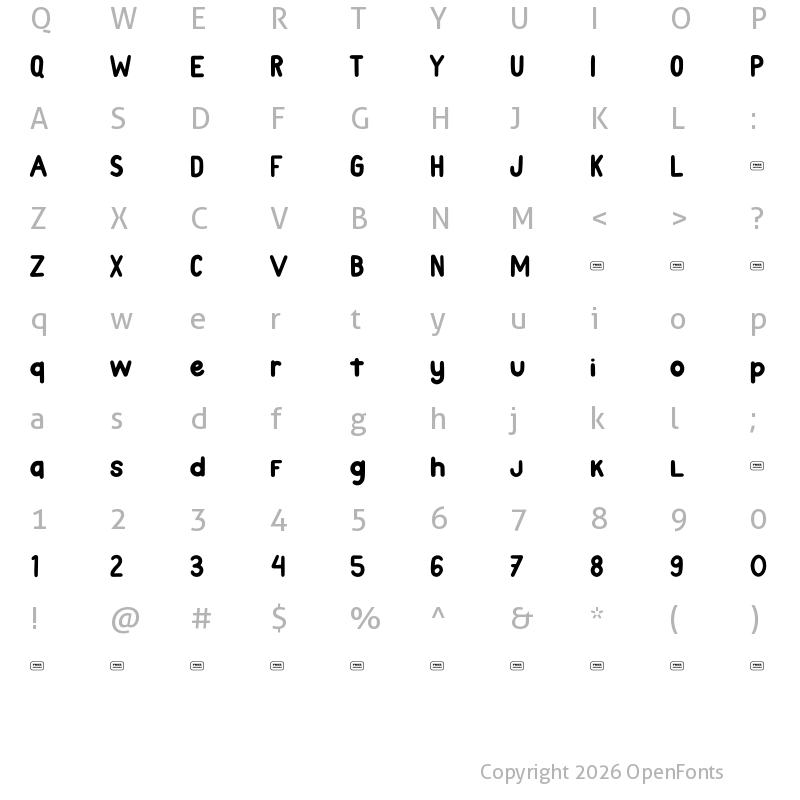 Character Map of Coming Sans Free Trial Regular