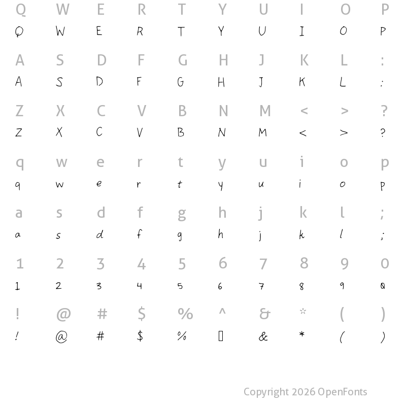 Character Map of comingkiddo Medium