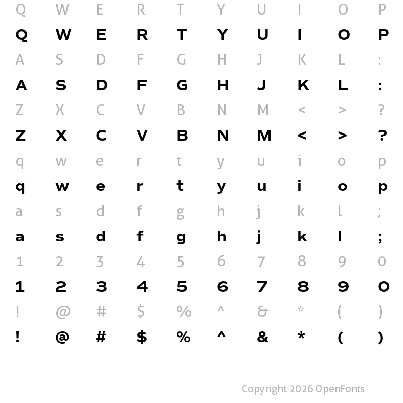 Character Map of Commuters Sans Bold