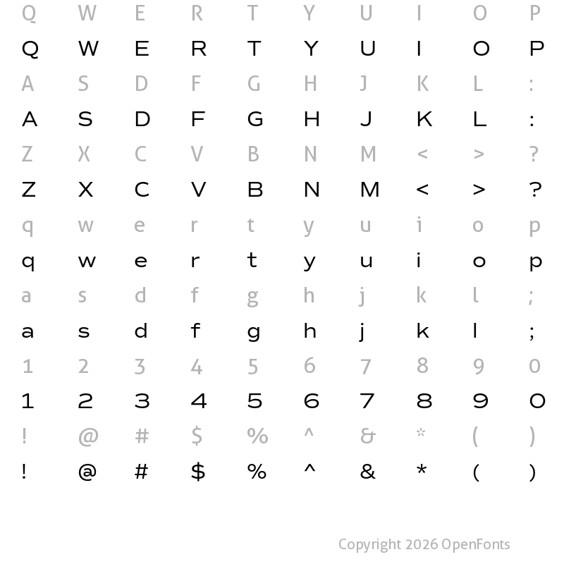 Character Map of Commuters Sans Regular