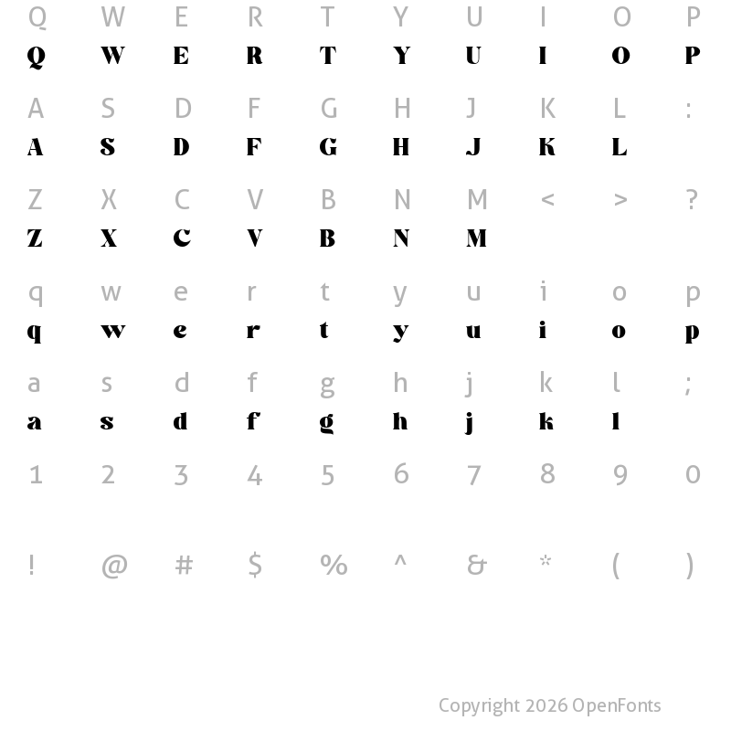 Character Map of concrete demo Regular