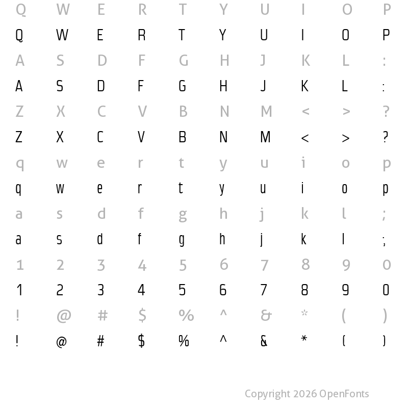 Character Map of CondensansPaneurope Regular