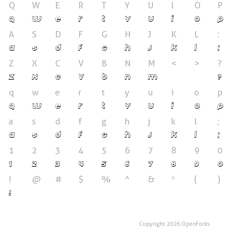 Character Map of Condition 3D Italic