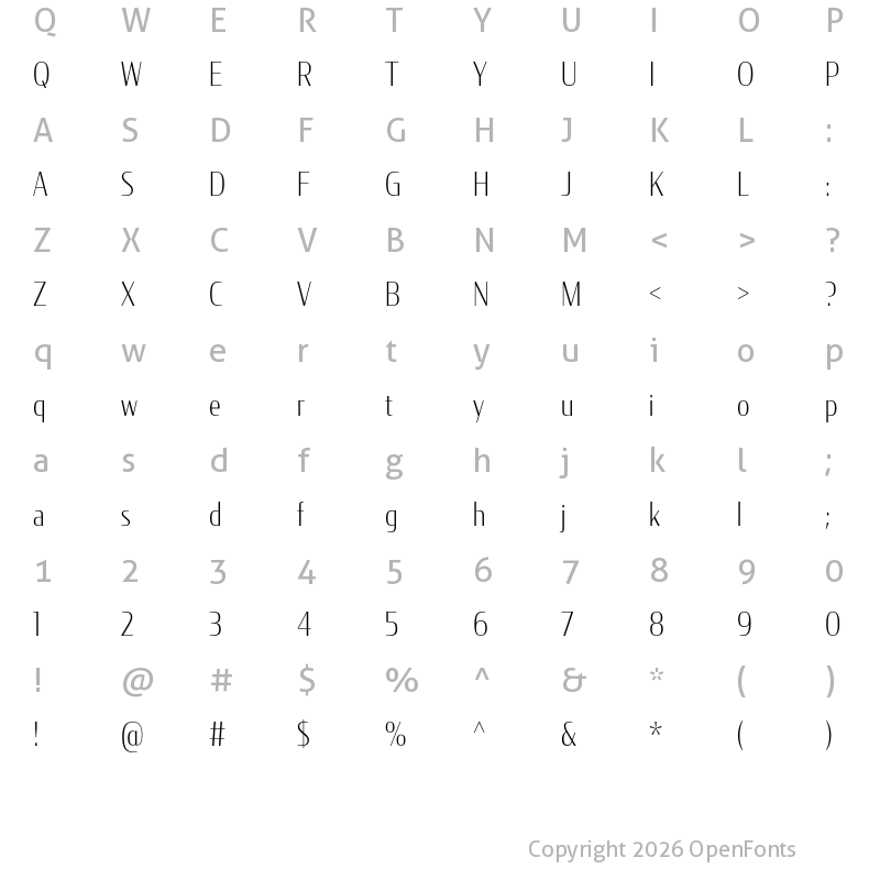 Character Map of CondorCond ExtraLight