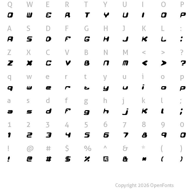 Character Map of Conduit 2 Italics (BRK) Regular