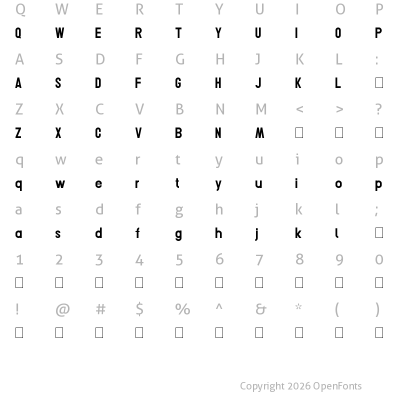 Character Map of Conero Regular