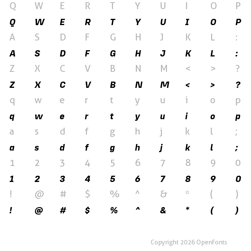 Character Map of Config Alt Bold Italic