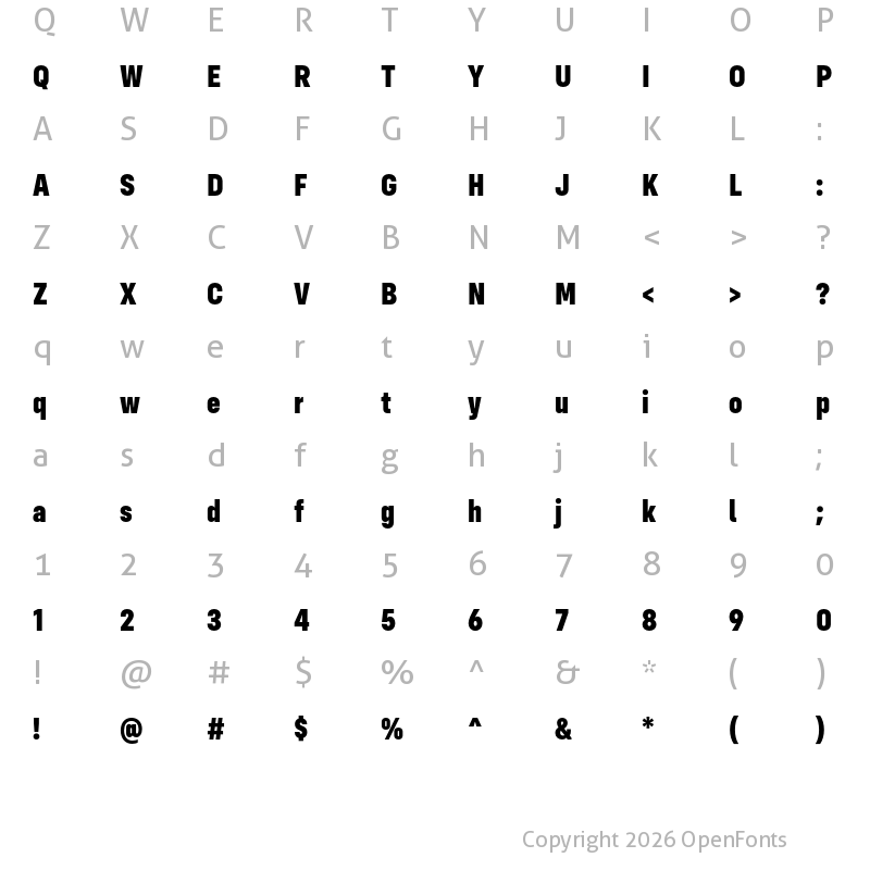 Character Map of Config Condensed ExtraBold