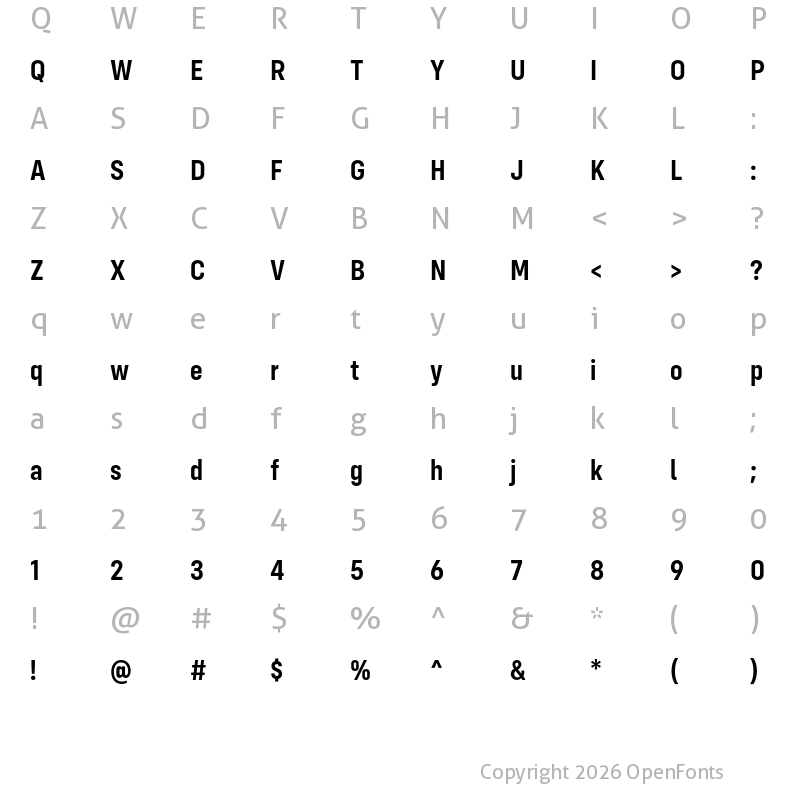 Character Map of Config Condensed SemiBold