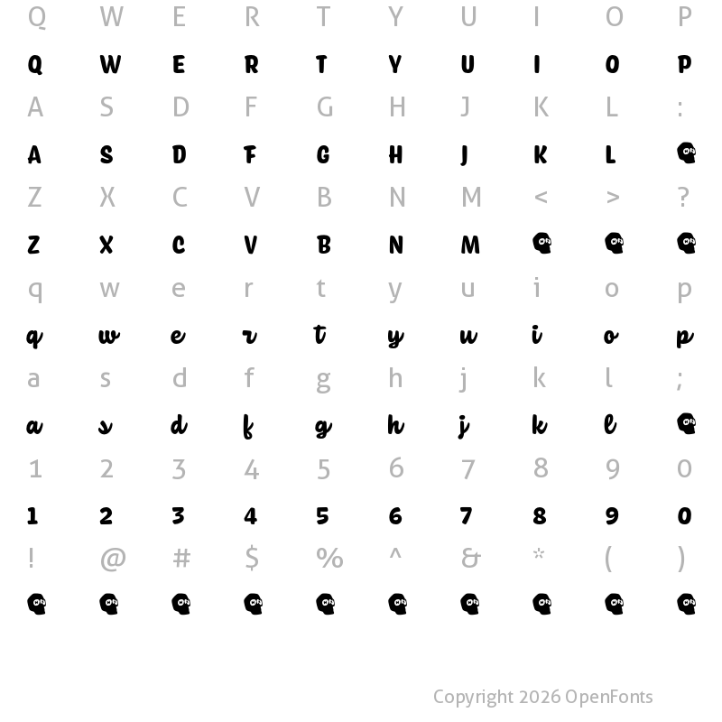 Character Map of Coniferous Demo Black