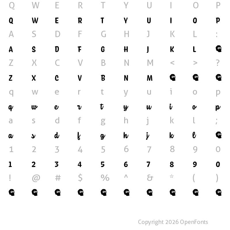 Character Map of Coniferous Demo Bold