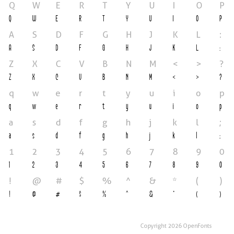 Character Map of Conseration DEMO Regular