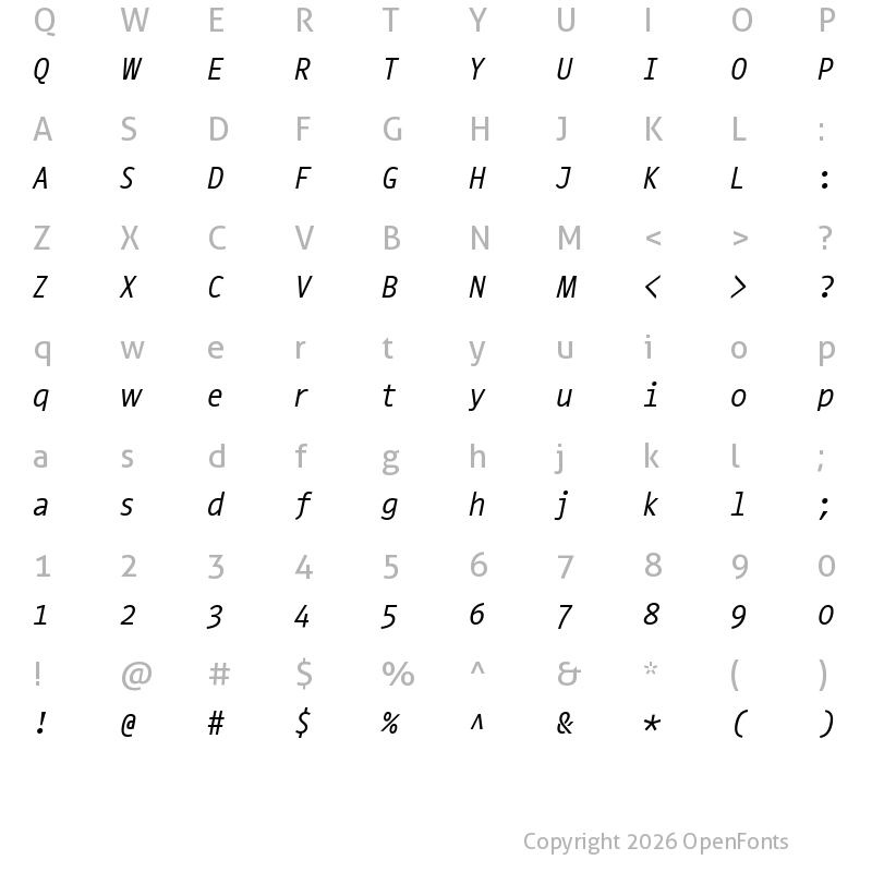 Character Map of Conta Italic