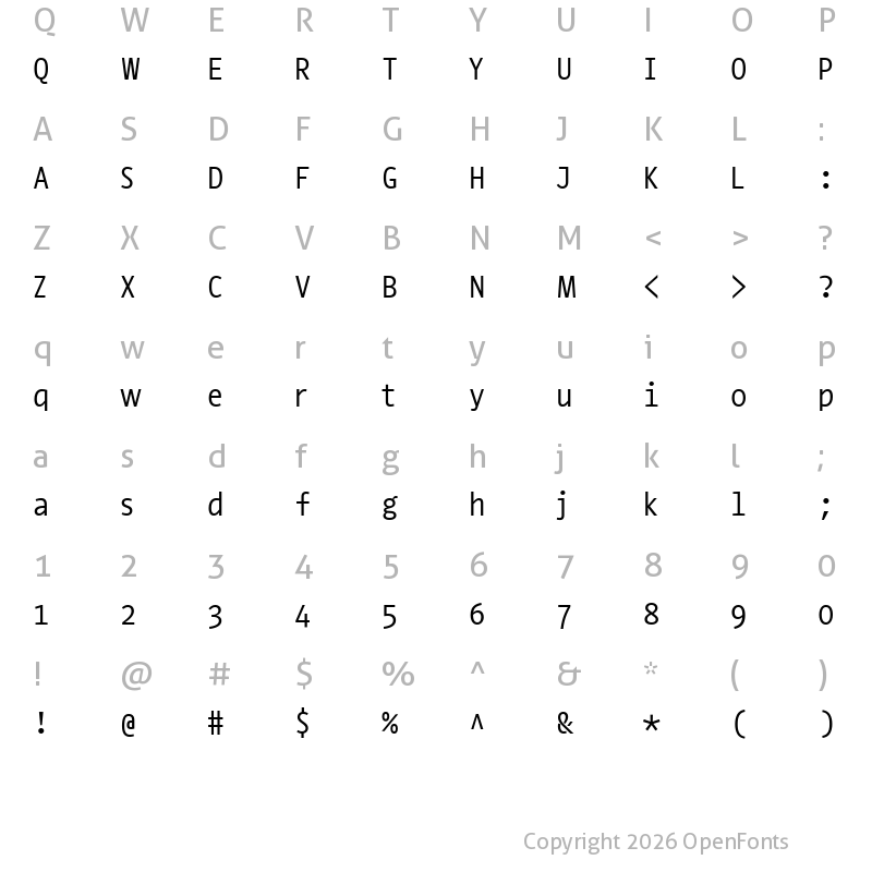 Character Map of Conta Regular