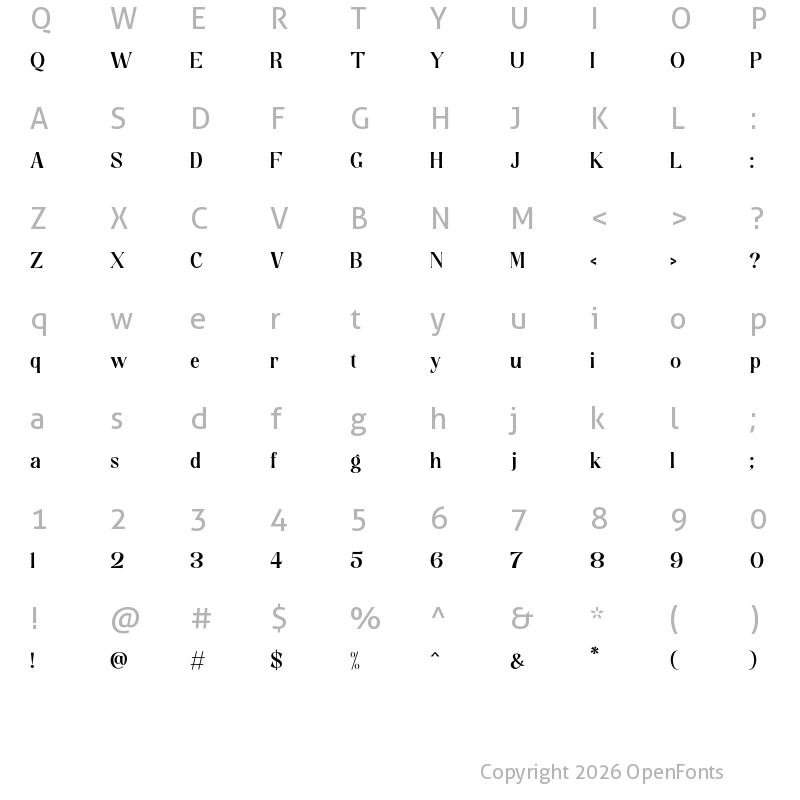 Character Map of Contingent Serif Regular