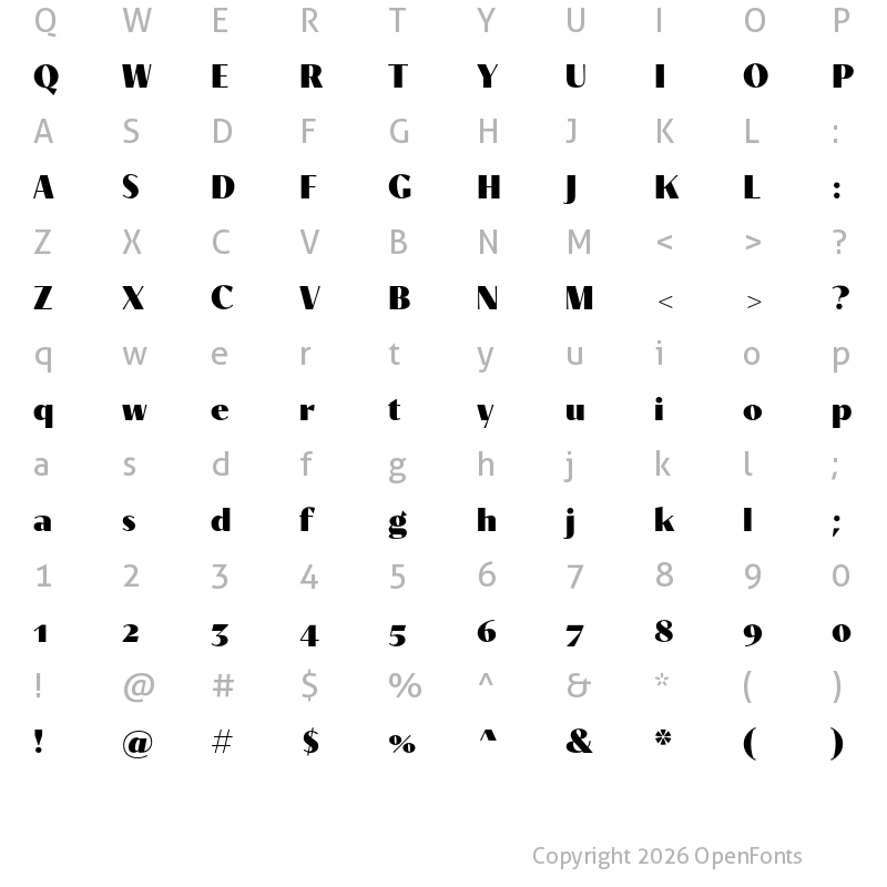 Character Map of Contralto Small Black