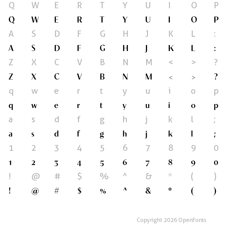 Character Map of Contralto Small Demi Bold