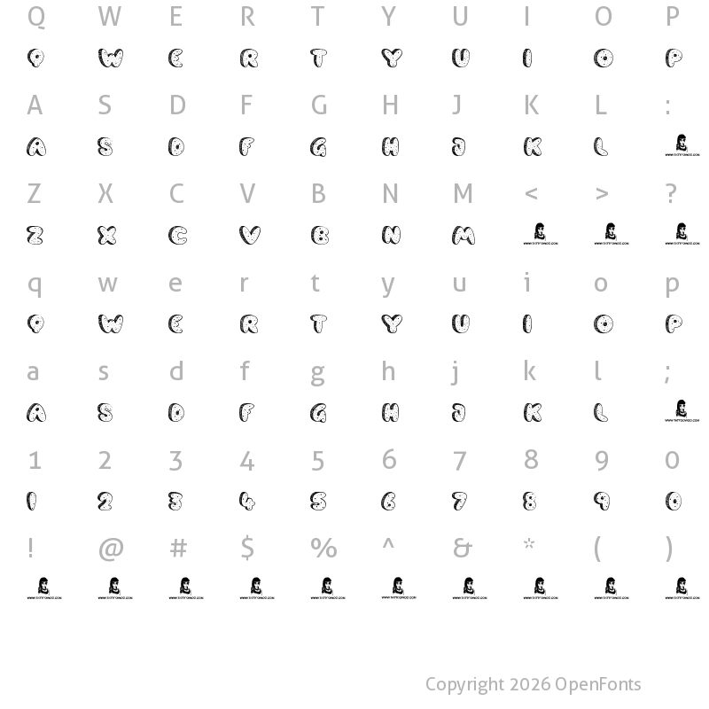 Character Map of Cookie Dough Regular