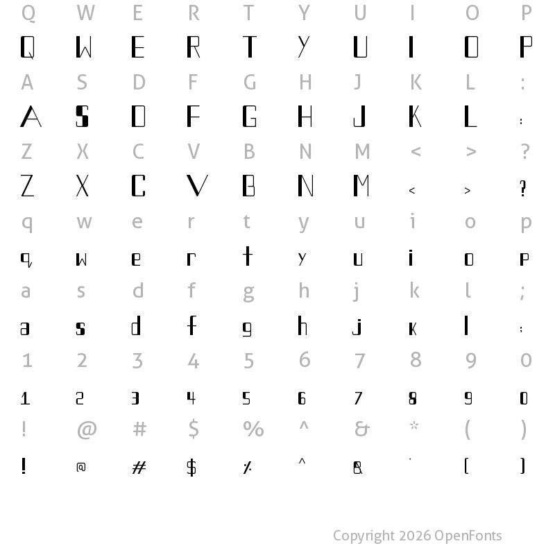Character Map of cooking light Regular