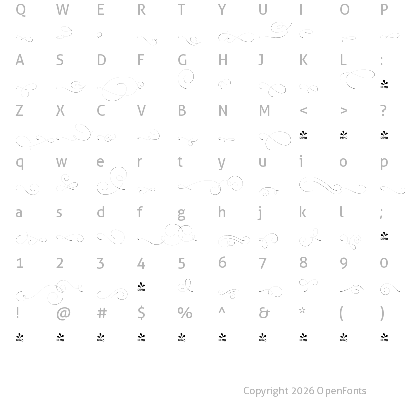 Character Map of Cooltura Swashes