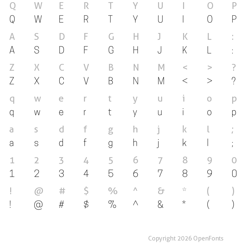 Character Map of Cooper Hewitt Light