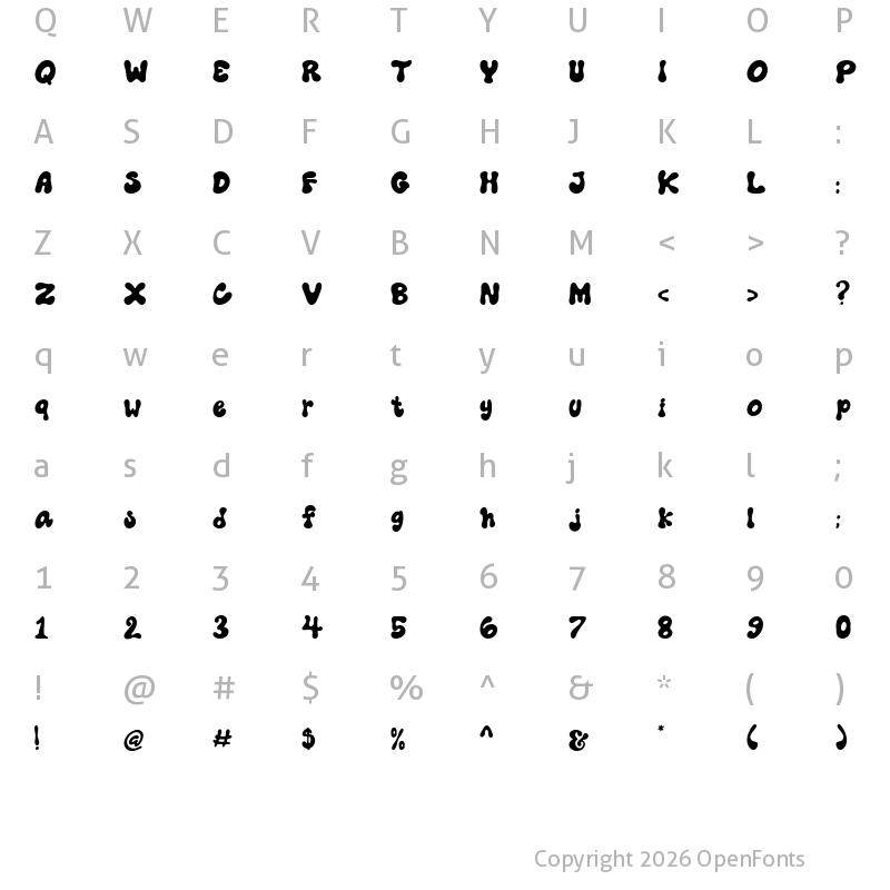 Character Map of Cooraline Regular